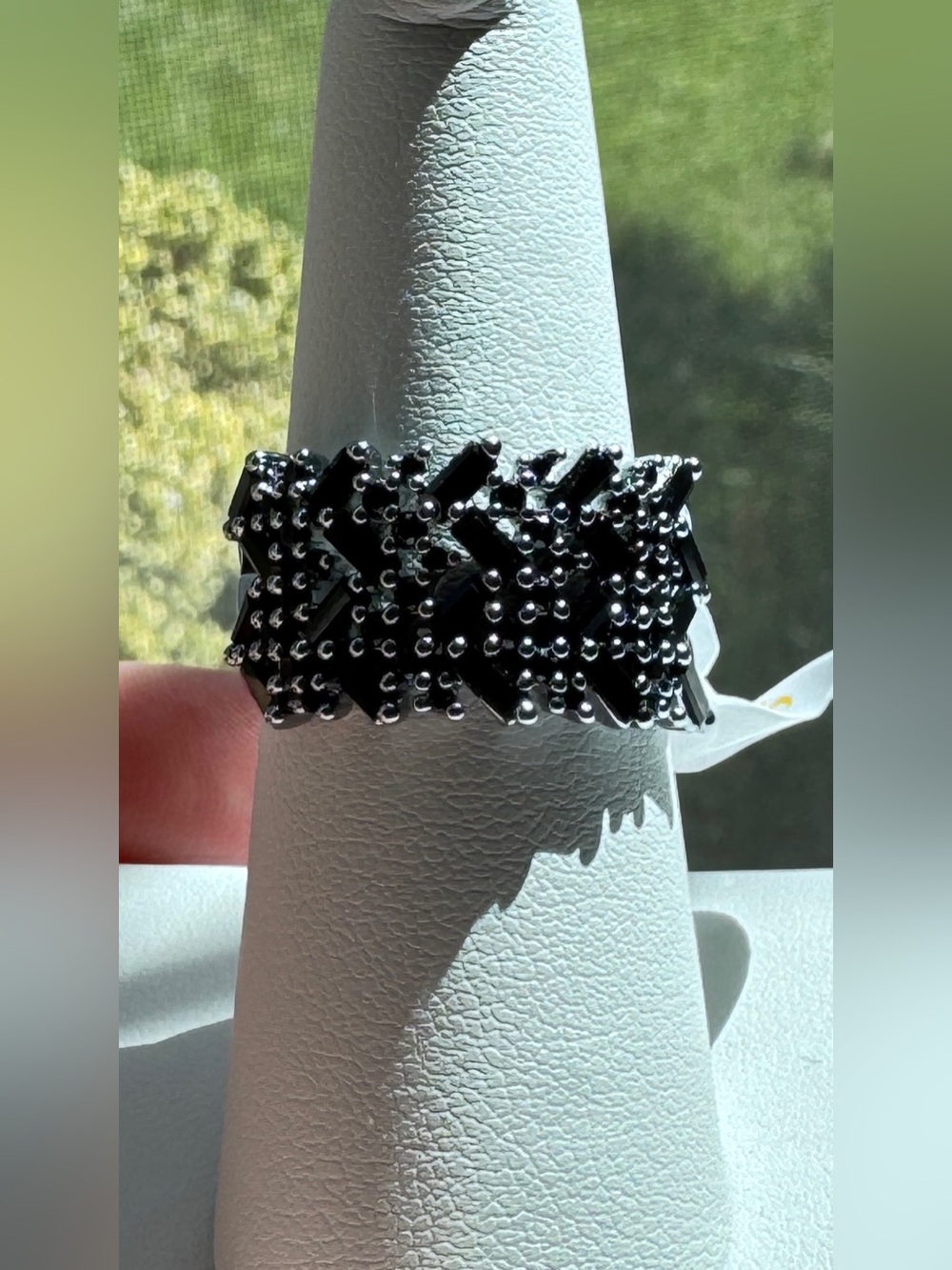 Bomb Party A Life Lit By Chevron Shine: Black Onyx Cubic Zirconia Ring Size 7